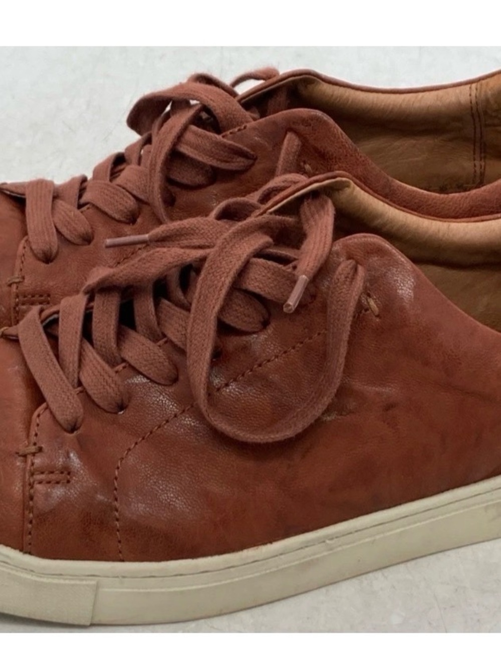 Frye Cognac Leather Low-Top Lace-Up Sneakers Mens Size 11M Casual Shoes